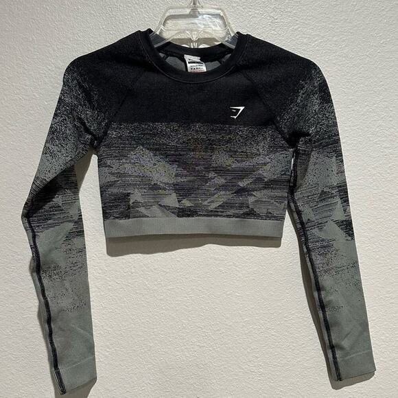 Gymshark Crop Top Black Print SZ S - Picture 5 of 11